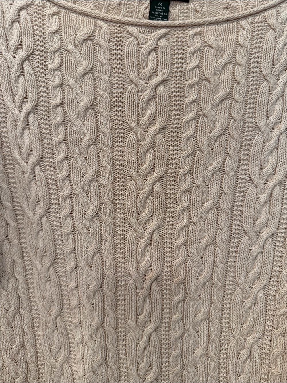 Ralph Lauren Light Beige Cable-Knit Scoop Neck Sweater - Picture 2 of 5
